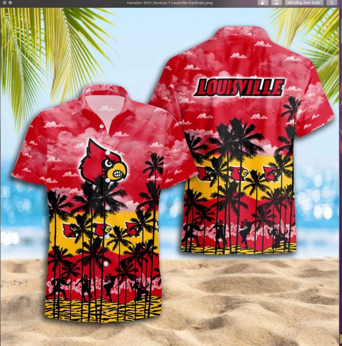 Louisville Cardinals 3D Button 3D Button Hawaiian Shirt Gift for Men Dad Father Gift for Men Dad Father Trending Summer