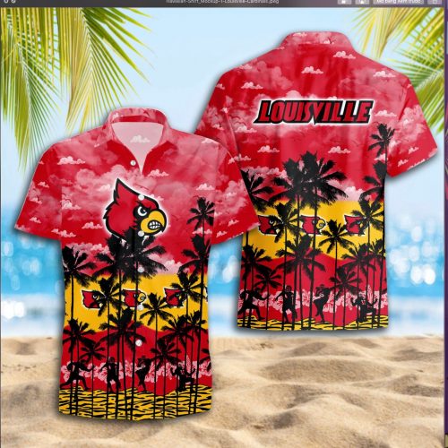 Louisville Cardinals 3D Button 3D Button Hawaiian Shirt Gift for Men Dad Father Gift for Men Dad Father Trending Summer