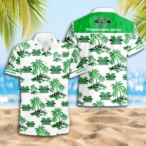 Marshall Thundering Herd 3D Button Hawaii Shirt Gift for Men Dad Father