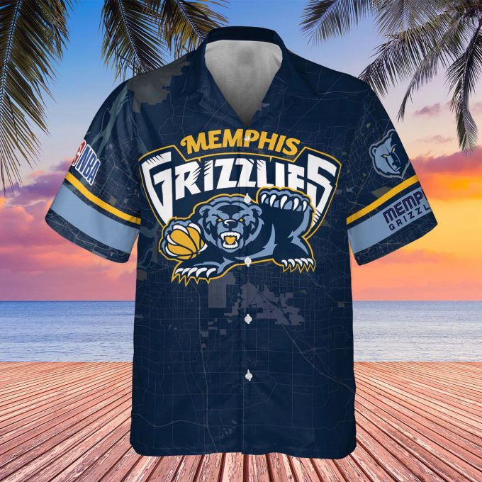 Memphis Grizzlies 3D Button 3D Button Hawaiian Shirt Gift for Men Dad Father Gift for Men Dad Father V7