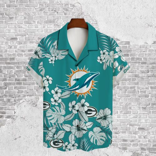 Miami Dolphins 2023 AOP 3D Button 3D Button Hawaiian Shirt Gift for Men Dad Father Gift for Men Dad Father V30