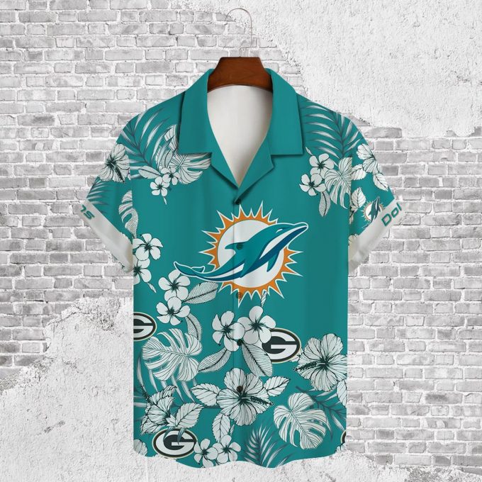 Miami Dolphins 2023 AOP 3D Button 3D Button Hawaiian Shirt Gift for Men Dad Father Gift for Men Dad Father V30