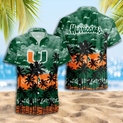 Miami Hurricanes 3D Button 3D Button Hawaiian Shirt Gift for Men Dad Father Gift for Men Dad Father Trending Summer