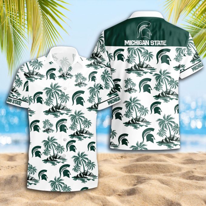 Michigan State Spartans 3D Button Hawaii Shirt Gift for Men Dad Father