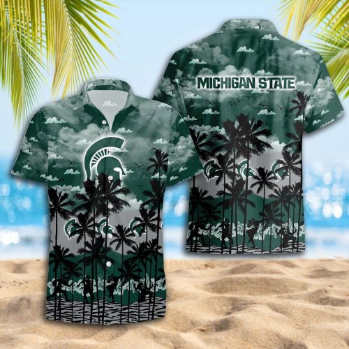 Michigan State Spartans 3D Button 3D Button Hawaiian Shirt Gift for Men Dad Father Gift for Men Dad Father Trending Summer