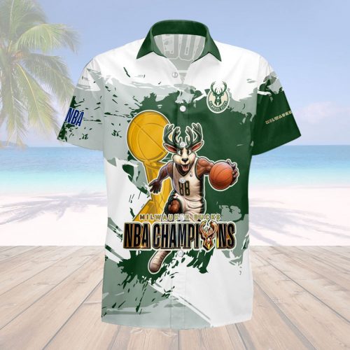 Milwaukee Bucks Fear The Dear Champions 3D 3D Button 3D Button Hawaiian Shirt Gift for Men Dad Father Gift for Men Dad Father