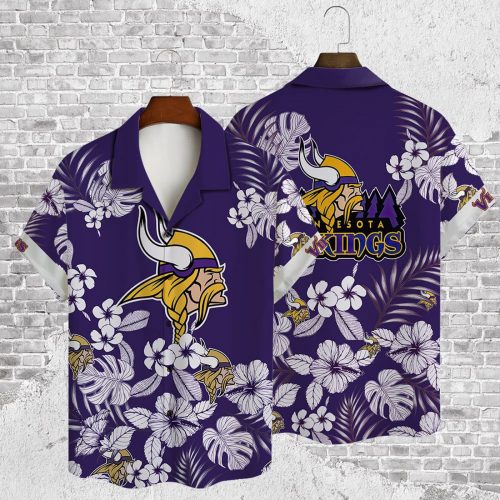 Minnesota Vikings 2023 AOP 3D Button 3D Button Hawaiian Shirt Gift for Men Dad Father Gift for Men Dad Father V31