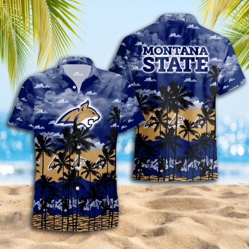 Montana State Bobcats 3D Button 3D Button Hawaiian Shirt Gift for Men Dad Father Gift for Men Dad Father Trending Summer
