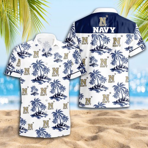 Navy Midshipmen 3D Button Hawaii Shirt Gift for Men Dad Father