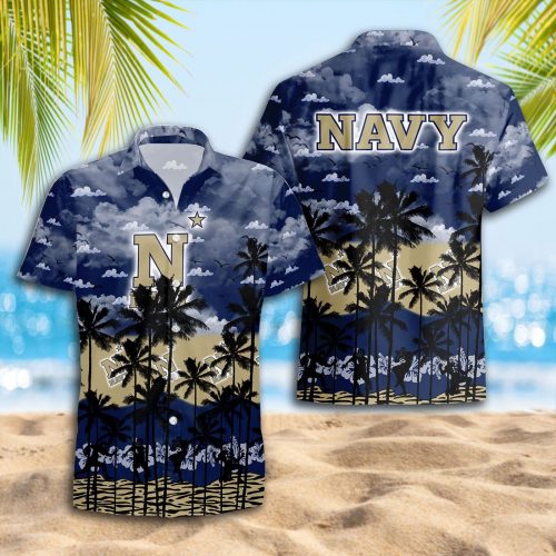 Navy Midshipmen 3D Button 3D Button Hawaiian Shirt Gift for Men Dad Father Gift for Men Dad Father Trending Summer