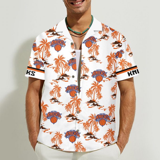 New York Knicks 3D Button Hawaii Shirt Gift for Men Dad Father