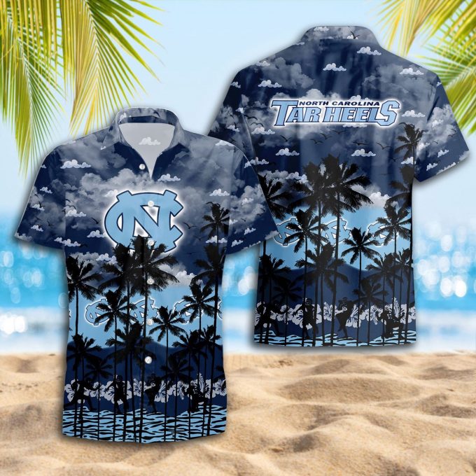 North Carolina Tar Heels 3D Button 3D Button Hawaiian Shirt Gift for Men Dad Father Gift for Men Dad Father Trending Summer
