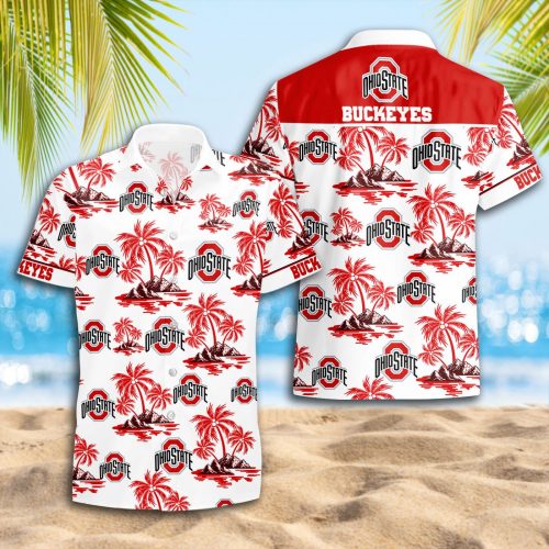 Ohio State Buckeyes 3D Button Hawaii Shirt Gift for Men Dad Father