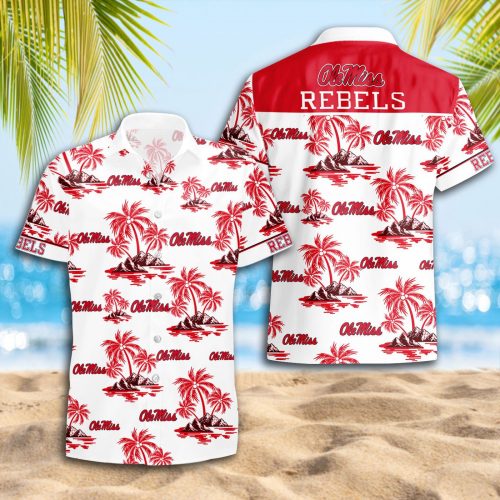 Ole Miss Rebels 3D Button Hawaii Shirt Gift for Men Dad Father