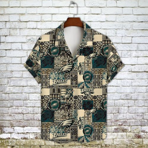 Philadelphia Eagles 2023 AOP 3D Button 3D Button Hawaiian Shirt Gift for Men Dad Father Gift for Men Dad Father V16