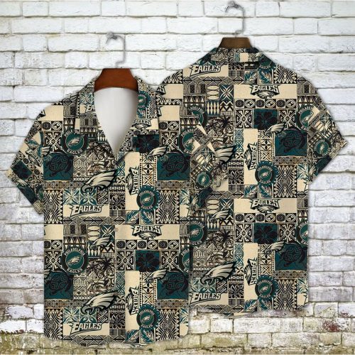 Philadelphia Eagles 2023 AOP 3D Button 3D Button Hawaiian Shirt Gift for Men Dad Father Gift for Men Dad Father V16