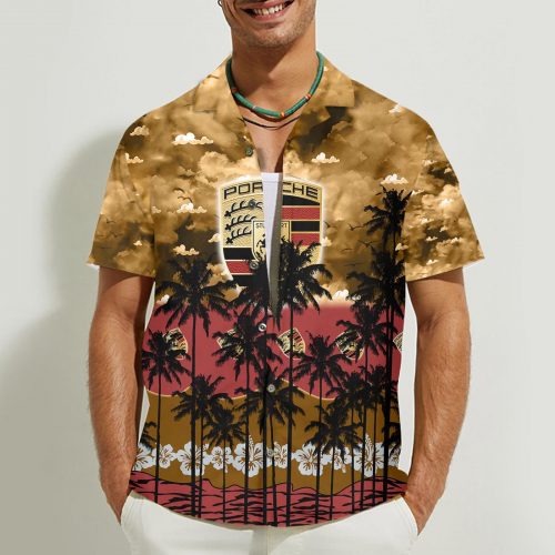 Porsche 3D Button Hawaii Shirt Gift for Men Dad Father
