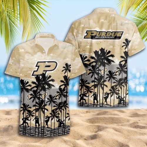 Purdue Boilermakers 3D Button 3D Button Hawaiian Shirt Gift for Men Dad Father Gift for Men Dad Father Trending Summer