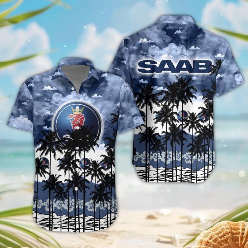 Saab 3D Button Hawaii Shirt Gift for Men Dad Father