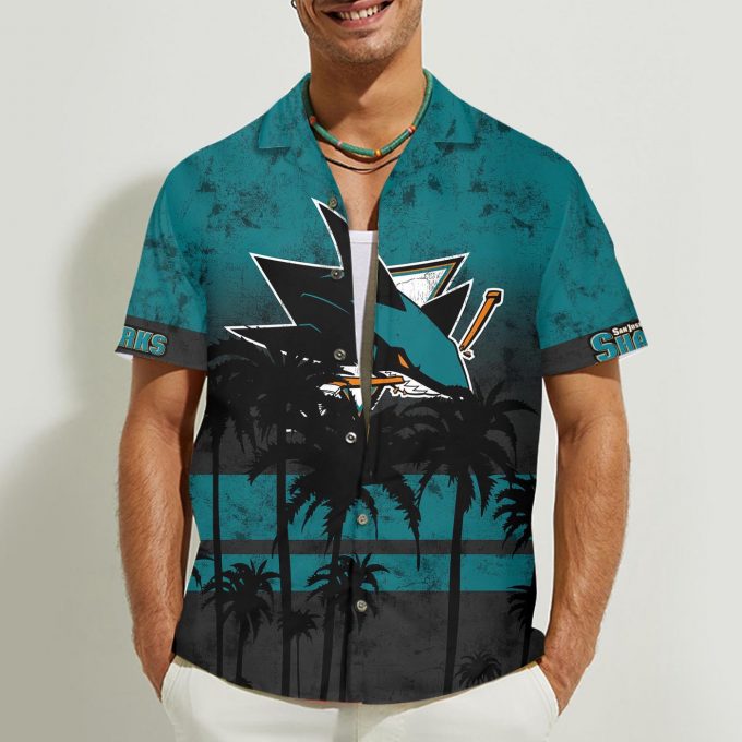 San Jose Sharks 3D Button Hawaii Shirt Gift for Men Dad Father
