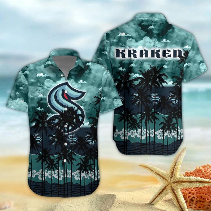 Seattle Kraken 3D Button 3D Button Hawaiian Shirt Gift for Men Dad Father Gift for Men Dad Father