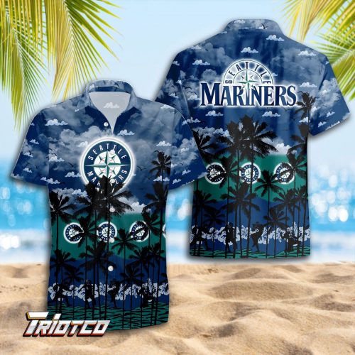 Seattle Mariners 3D Button 3D Button Hawaiian Shirt Gift for Men Dad Father Gift for Men Dad Father Trending Summer.