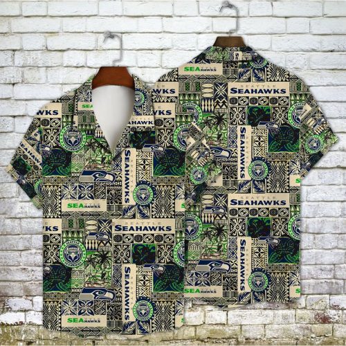 Seattle Seahawks 2023 AOP 3D Button 3D Button Hawaiian Shirt Gift for Men Dad Father Gift for Men Dad Father V9