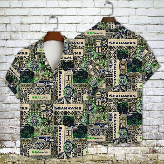 Seattle Seahawks 2023 AOP 3D Button 3D Button Hawaiian Shirt Gift for Men Dad Father Gift for Men Dad Father V9