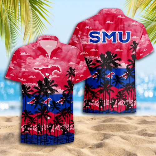 SMU Mustangs 3D Button 3D Button Hawaiian Shirt Gift for Men Dad Father Gift for Men Dad Father Trending Summer