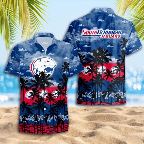 South Alabama Jaguars 3D Button 3D Button Hawaiian Shirt Gift for Men Dad Father Gift for Men Dad Father Trending Summer
