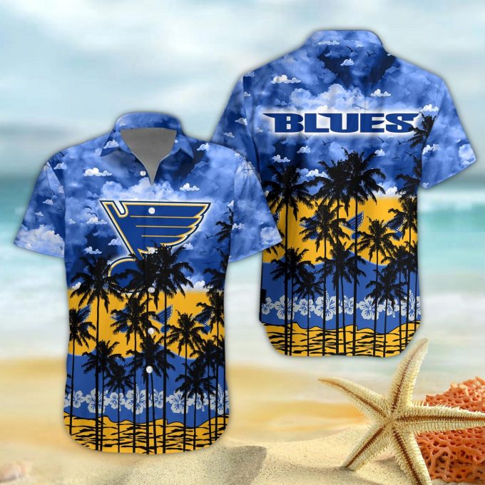 St Louis Blues 3D Button 3D Button Hawaiian Shirt Gift for Men Dad Father Gift for Men Dad Father