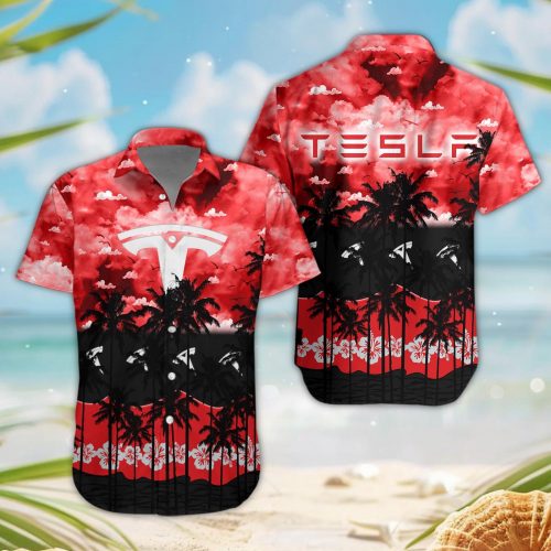 Tesla 3D Button Hawaii Shirt Gift for Men Dad Father