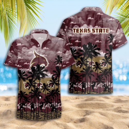 Texas State Bobcats 3D Button 3D Button Hawaiian Shirt Gift for Men Dad Father Gift for Men Dad Father Trending Summer