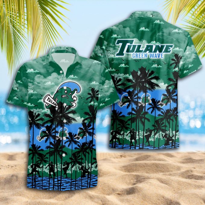 Tulane Green Wave 3D Button 3D Button Hawaiian Shirt Gift for Men Dad Father Gift for Men Dad Father Trending Summer