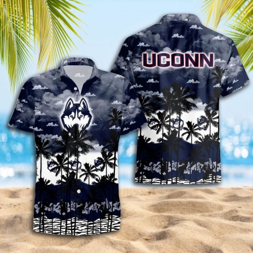 UConn Huskies 3D Button 3D Button Hawaiian Shirt Gift for Men Dad Father Gift for Men Dad Father Trending Summer