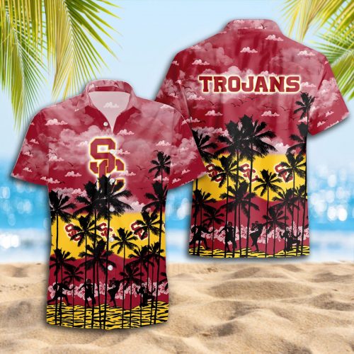 USC Trojans 3D Button 3D Button Hawaiian Shirt Gift for Men Dad Father Gift for Men Dad Father Trending Summer