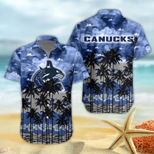 Vancouver Canucks 3D Button 3D Button Hawaiian Shirt Gift for Men Dad Father Gift for Men Dad Father