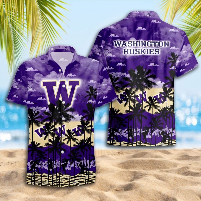 Washington Huskies 3D Button 3D Button Hawaiian Shirt Gift for Men Dad Father Gift for Men Dad Father Trending Summer