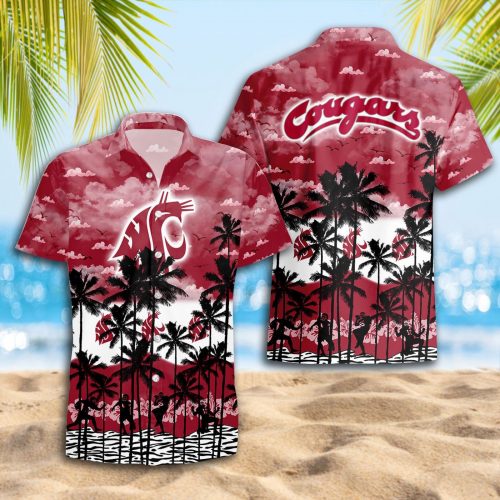 Washington State Cougars 3D Button 3D Button Hawaiian Shirt Gift for Men Dad Father Gift for Men Dad Father Trending Summer