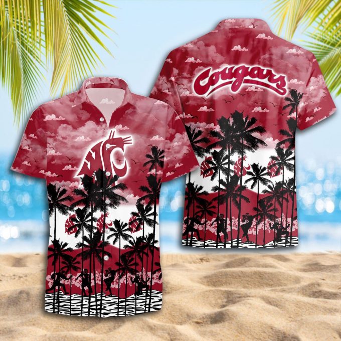 Washington State Cougars 3D Button 3D Button Hawaiian Shirt Gift for Men Dad Father Gift for Men Dad Father Trending Summer
