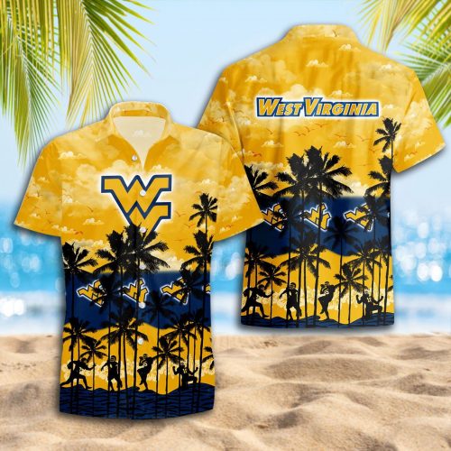 West Virginia Mountaineers 3D Button 3D Button Hawaiian Shirt Gift for Men Dad Father Gift for Men Dad Father Trending Summer