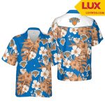 NBA New York Knicks White Orange Tropical Flowers Hawaiian Shirt V2 Aloha Shirt