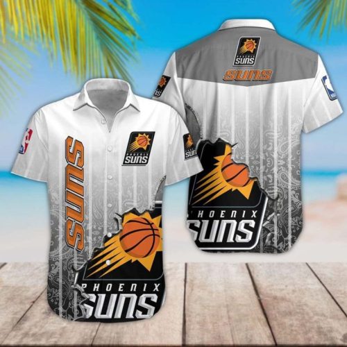 NBA Phoenix Suns Gray Black Scratch Hawaiian Shirt Aloha Shirt