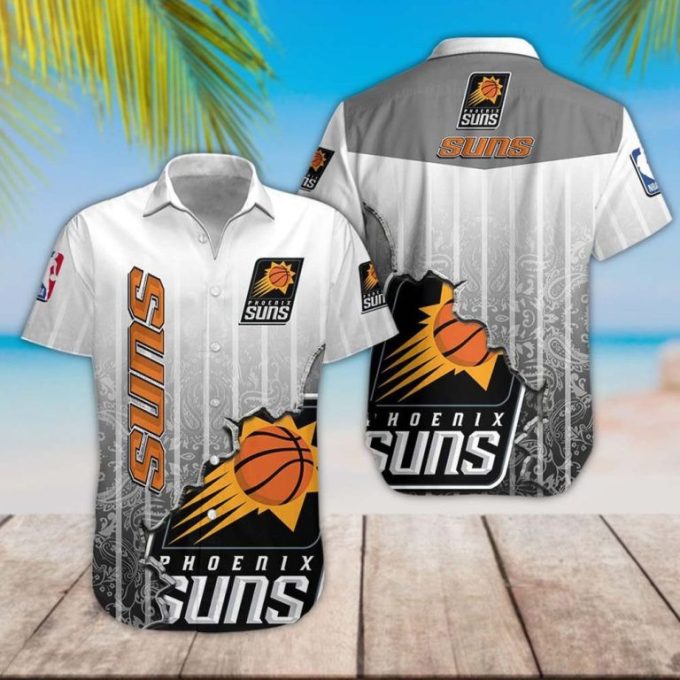 NBA Phoenix Suns Gray Black Scratch Hawaiian Shirt Aloha Shirt