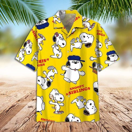 Snoopy 3D Button Hawaiian Shirt Gift for Men Dad Father Snoopy And Siblings 3D Button Hawaiian Shirt Gift for Men Dad Father