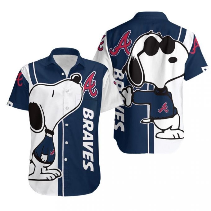 Atlanta Braves Snoopy 3D Button Hawaiian Shirt Gift for Men Dad Father