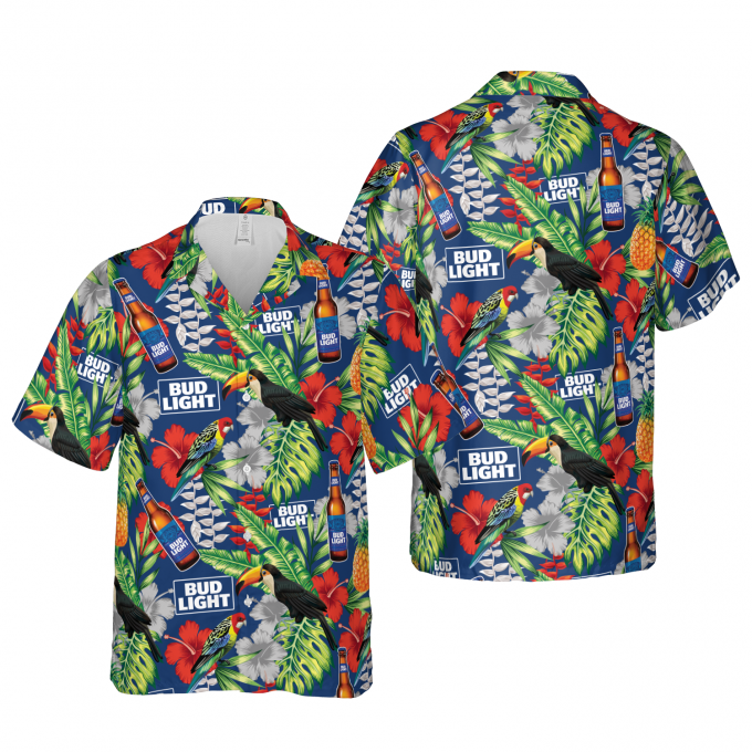 Bud Light Hawaiian Shirt: Perfect Beer Lover Gift & Summer Holiday Aloha Shirt