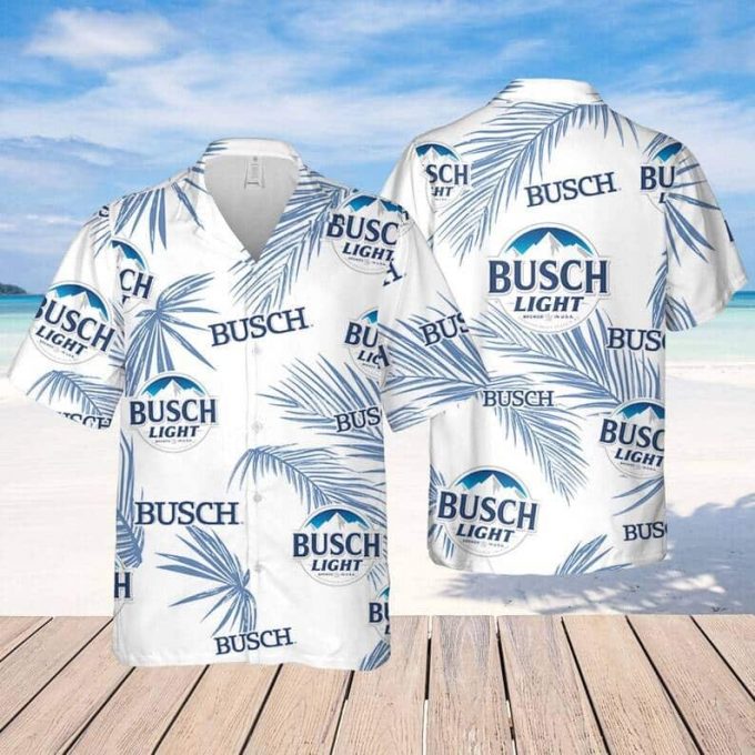 Busch Light Hawaiian Shirt Palm Leaves Pattern Beer Fan Gift