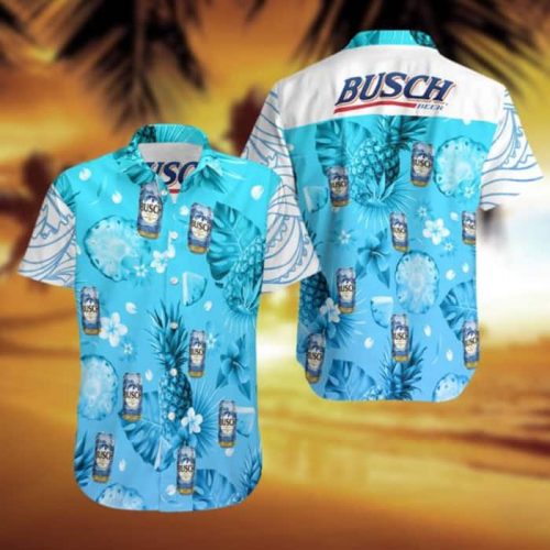 Busch Latte Pine Blue Hibiscus Hawaiian Shirt Summer Gift Idea For Men & Women