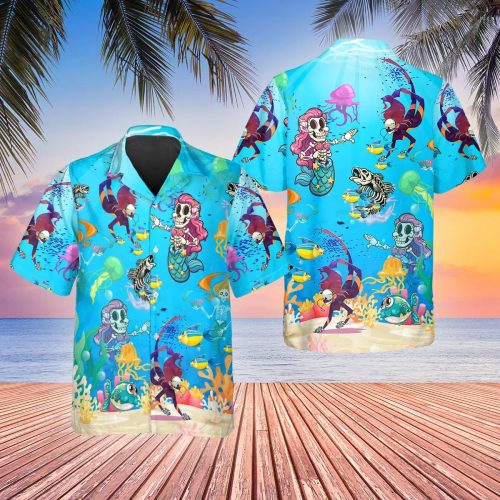 Funny Skull Marine Hawaiian Shirt Skull & Viking Aloha Shirt Summer Gift For Men Women